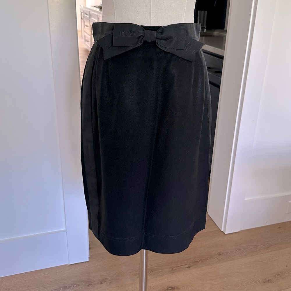 Vintage Moschino! Black pencil skirt with side ribbon and bow - size 4/6 - Picture 5 of 15